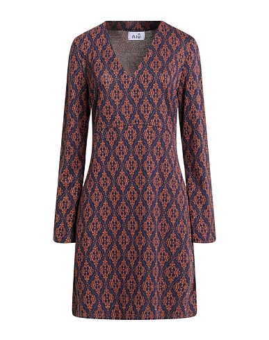 NIŪ Vestito corto Blu navy 77% Viscosa, 13% Poliammide, 7% Fibra di metallo, 3% Elastan