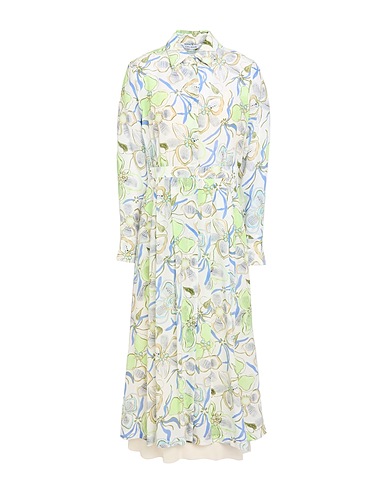 CALIBAN Midi dress White 66% Viscose, 34% Silk