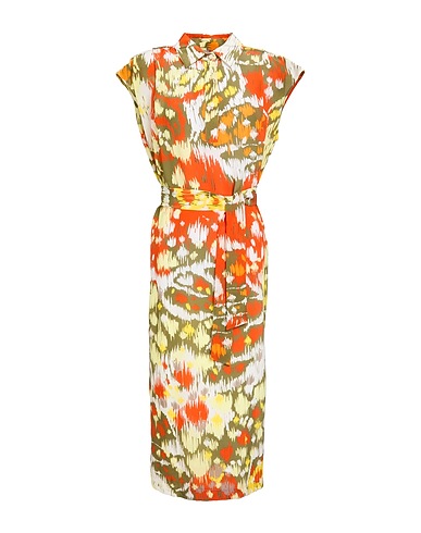CALIBAN Midi dress Military green 66% Viscose, 34% Silk