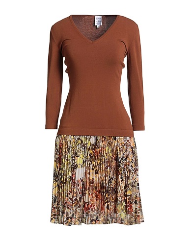 SARA ROKA Midi dress Brown 70% Viscose, 30% Polyester