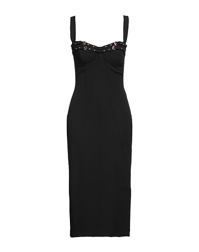 VERSACE JEANS COUTURE Midi dress Black 49% Viscose, 42% Polyamide, 9% Elastane
