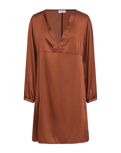 HOPPER Short dress Brown 98% Polyester, 2% Elastane