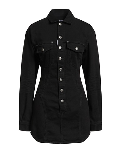 DSQUARED2 Hemdkleid Schwarz 98% Baumwolle, 2% Elastan