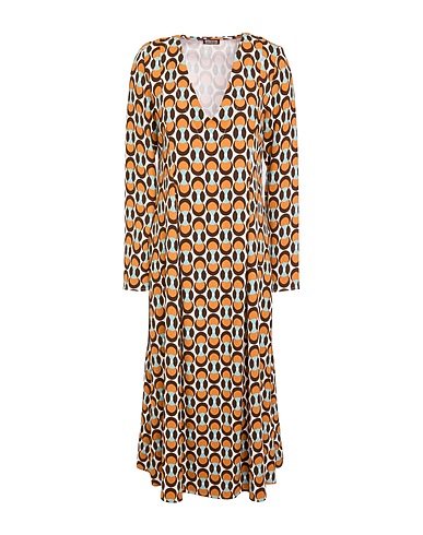 MALÌPARMI Midi dress Rust 97% Viscose, 3% Elastane