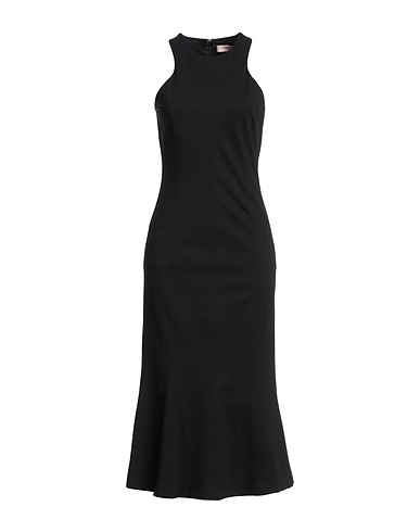 TWINSET Midi dress Black 68% Viscose, 27% Polyamide, 5% Elastane