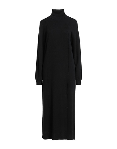 SEVENTY VENEZIA Midi dress Black 50% Wool, 49% Acrylic, 1% Elastane