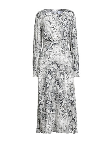 CLIPS MORE Midi dress Grey 96% Viscose, 4% Elastane