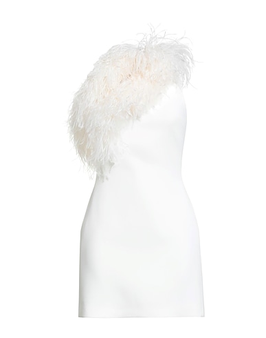 DAVID KOMA Elegant dress White 50% Viscose, 47% Acetate, 3% Elastane, Ostrich feathers