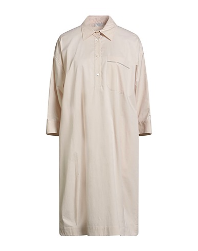 PESERICO Midi dress Beige 97% Cotton, 3% Elastane