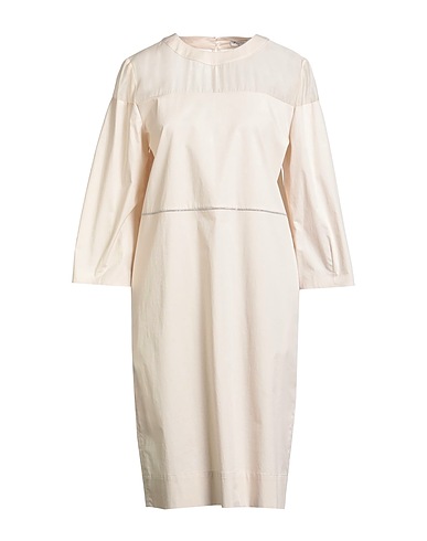 PESERICO Midi-Kleid Beige 67% Baumwolle, 33% Seide, Elastan