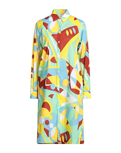 FEDELI Midi dress Yellow 95% Cotton, 5% Elastane