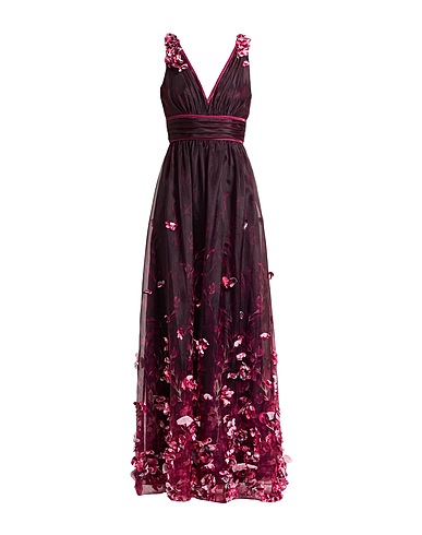 MARCHESA NOTTE Long dress Dark purple 100% Polyester