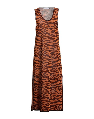 SIMONA CORSELLINI Midi dress Orange 75% Viscose, 25% Polyester