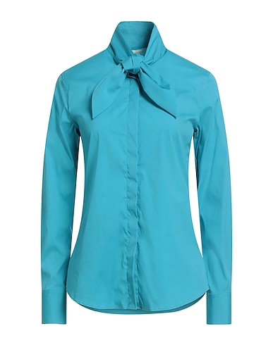 XACUS Solid colour shirts & blouses Turquoise 78% Cotton, 18% Polyamide, 4% Elastane