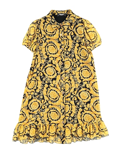 VERSACE YOUNG Dress GIALLO 100% Silk