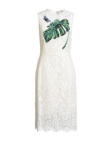 DOLCE&GABBANA Vestito da cerimonia Bianco 46% Cotone, 43% Viscosa, 11% Poliammide, Cristallo, Vetro