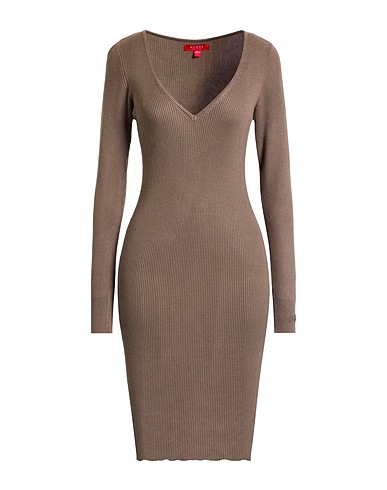 GUESS Midi dress Taupe 70% Viscose, 30% Polyamide