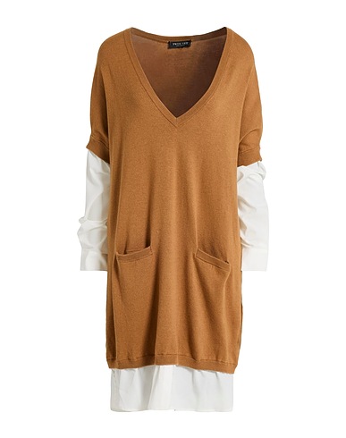 TWINSET Midi dress Khaki 32% Cotton, 32% Viscose, 19% Elastane, 13% Wool, 4% Cashmere