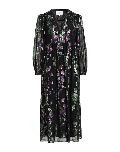 BA&SH Midi dress Black 89% Viscose, 11% Metallic fiber