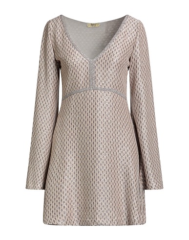 PHO Firenze Kurzes Kleid Beige 42% Viskose, 20% Baumwolle, 20% Polyester, 12% Metallfaser, 6% Polyamid