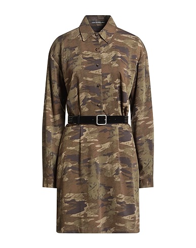 GUESS Shirt dress Military green 95% Polyester, 5% Elastane