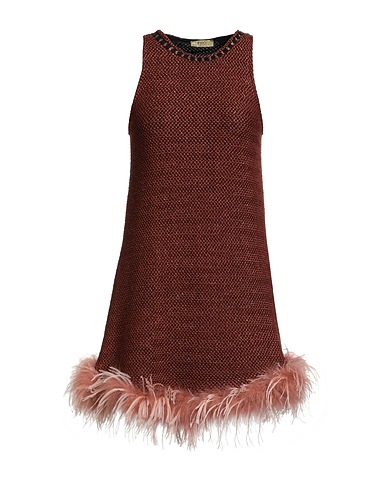 PHO Firenze Short dress Brown 42% Viscose, 20% Cotton, 20% Polyester, 12% Metallic fiber, 6% Polyamide