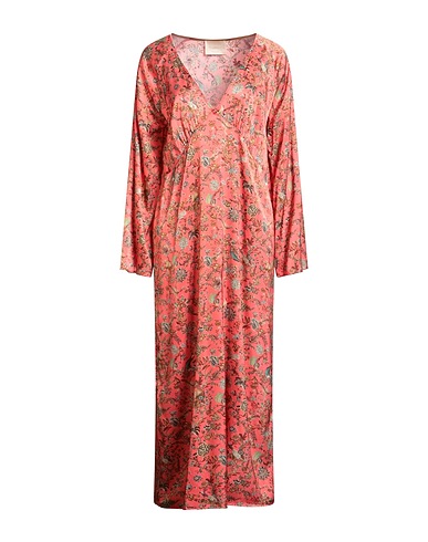 MOMONÍ Long dress Coral 93% Silk, 7% Elastane