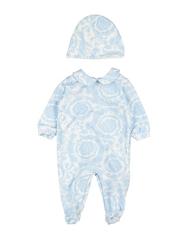 VERSACE YOUNG Baby jumpsuit  Sky blue 91% Cotton, 9% Elastane