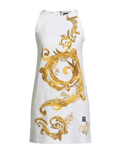VERSACE JEANS COUTURE Short dress White 97% Cotton, 3% Elastane