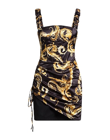VERSACE JEANS COUTURE Vestito corto Nero 97% Poliestere, 3% Elastan, Cotone