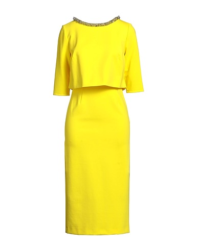 DOROTHEE SCHUMACHER Midi dress Yellow 67% Viscose, 28% Polyamide, 5% Elastane