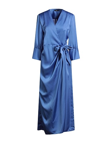 HANITA Long dress Blue 97% Polyester, 3% Elastane