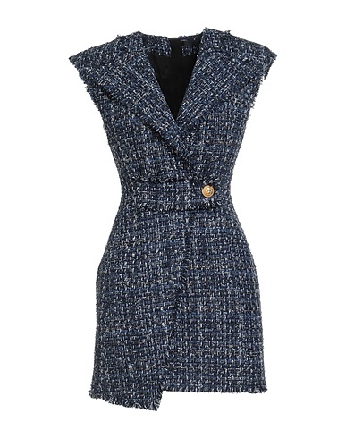 BALMAIN Blazer dress Blue 31% Cotton, 26% Synthetic fibers, 19% Polyamide, 19% Acetate, 5% Linen