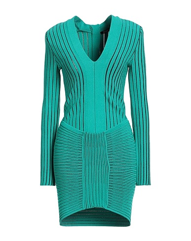 BALMAIN Sheath dress Emerald green 83% Viscose, 17% Polyester