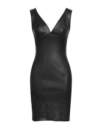 JITROIS Elegant dress Black 100% Lambskin, Cotton, Elastane