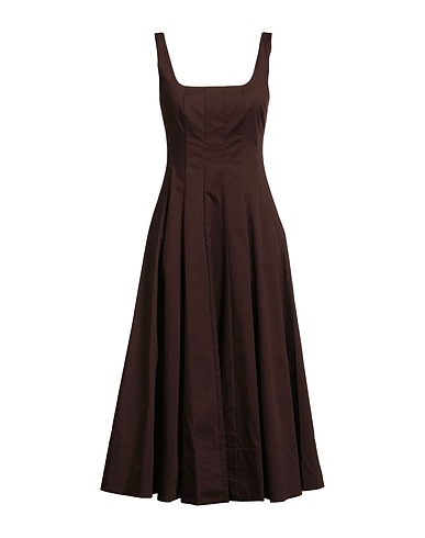 STAUD Midi dress Chocolate brown 98% Cotton, 2% Elastane