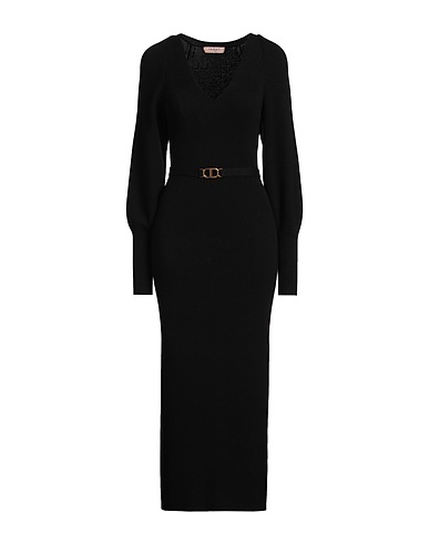TWINSET Vestito midi Nero 43% Viscosa, 42% Poliammide, 15% Lana