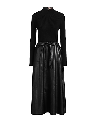 TWINSET Midi dress Black 100% Polyester, Viscose, Polyamide