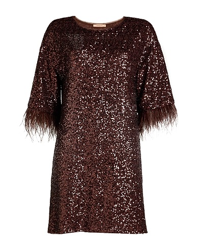 TWINSET Minivestido 95% Poliéster, 5% Elastán, Plumas de avestruz