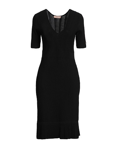 TWINSET Midi dress Black 57% Viscose, 41% Polyamide, 2% Elastane