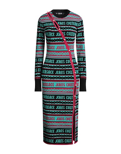 VERSACE JEANS COUTURE Midi dress Turquoise 75% Viscose, 25% Polyamide