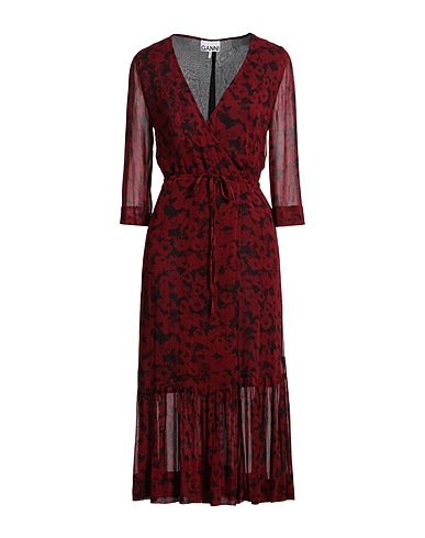 GANNI Midi dress Burgundy 100% Viscose