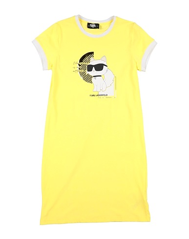 KARL LAGERFELD Dress KIDS Yellow 72% Cotton, 22% Modal, 6% Elastane