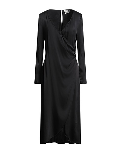 FORTE_FORTE Midi-Kleid Schwarz 94% Seide, 6% Elastan