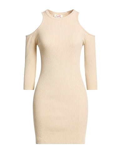 KONTATTO Короткое платье BEIGE 69% Вискоза, 29% Акрил, 2% Эластан