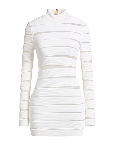 BALMAIN Sheath dress White 96% Viscose, 4% Polyamide