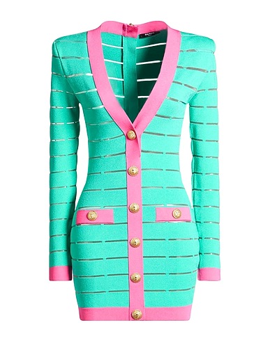 BALMAIN Kurzes Kleid Smaragdgrün 87% Viskose, 12% Polyester, 1% Polyamid