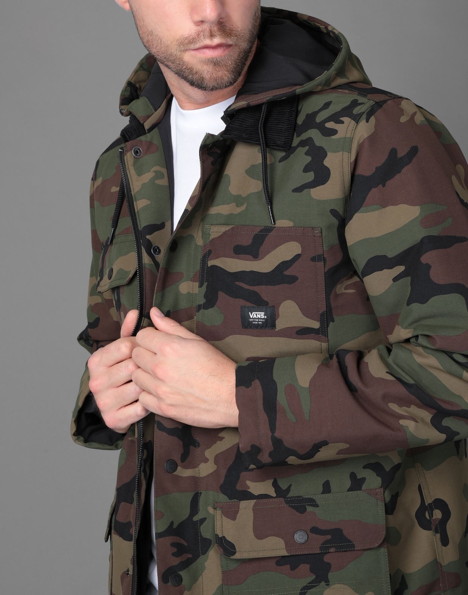 camo jacket vans
