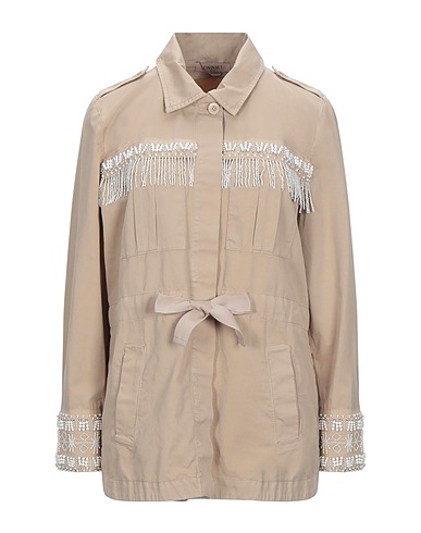 TWINSET Cazadora Beige 100% Algodón, Poliéster, Lino
