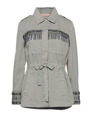 TWINSET Jacket Military green 100% Cotton, Polyester, Linen